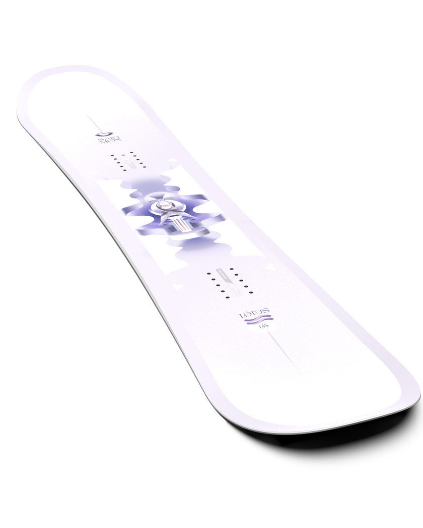 The Lotus snowboard features a soft flex and a forgiving profile, facilitating progression and lowering consequences for beginners. This directional twin features Bite Free Edges for a catch free ride.