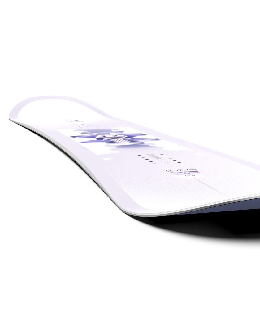 The Lotus snowboard features a soft flex and a forgiving profile, facilitating progression and lowering consequences for beginners. This directional twin features Bite Free Edges for a catch free ride.