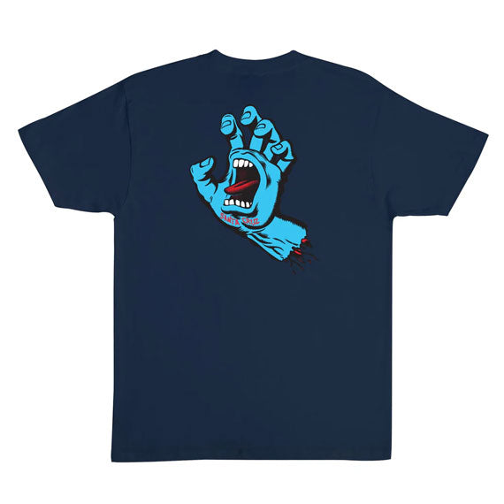 Santa Cruz Screaming Hand T-Shirt Navy/True Glow