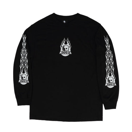 Skull Skates Burnt Fireball Skull Classics L/S T-Shirt Black/White