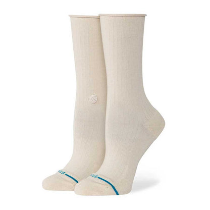 Stance Women's Rolled Solid Crew Sock Oatmeal