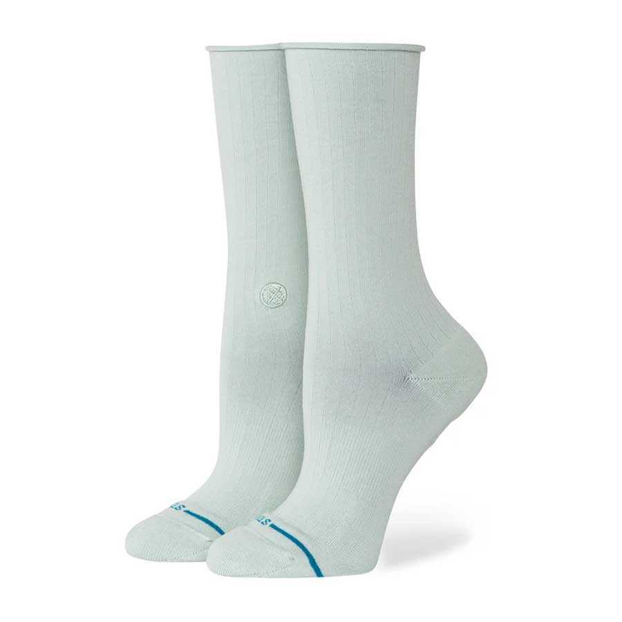 Stance Women's Rolled Solid Crew Sock Paleblue