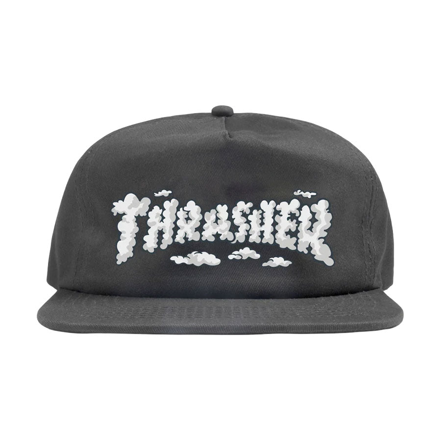 Thrasher Clouds By Kevin Spanky Long Snapback Cap Charcoal