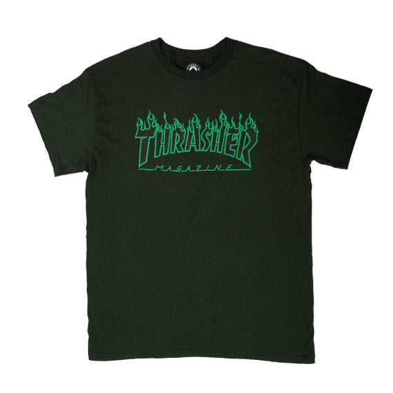 Thrasher Flame Green/Black T-Shirt Forest Green