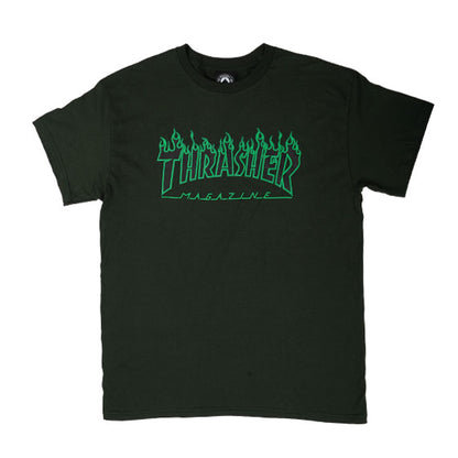 Thrasher Flame Green/Black T-Shirt Forest Green