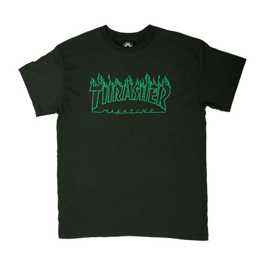 Thrasher Flame Green/Black T-Shirt Forest Green