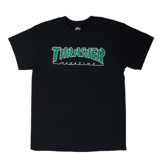 Thrasher Outlined White/Green T-Shirt Black