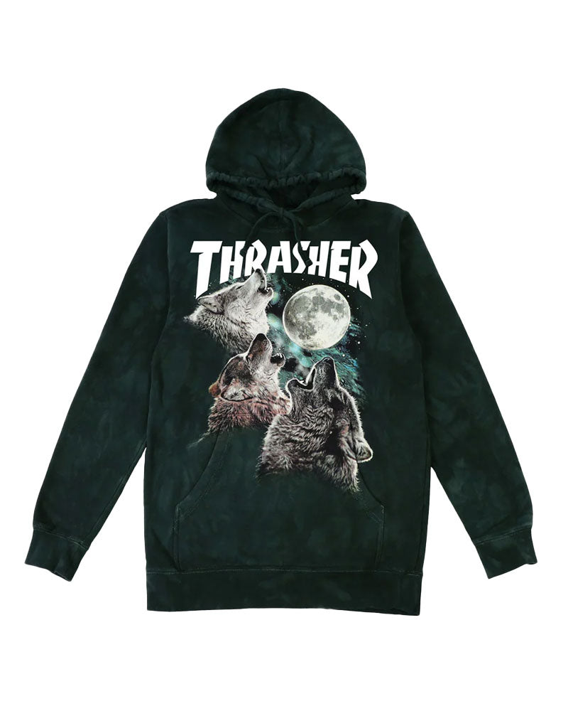 Thrasher Wolves Hood Washed Black