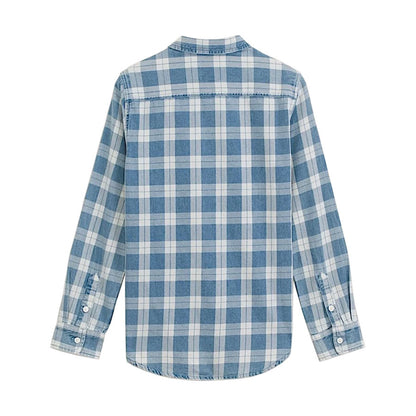 Vans Kids' Lawson Vintage Flannel Long Sleeve Shirt Bleach Indigo