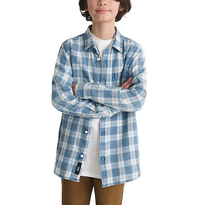 Vans Kids' Lawson Vintage Flannel Long Sleeve Shirt Bleach Indigo