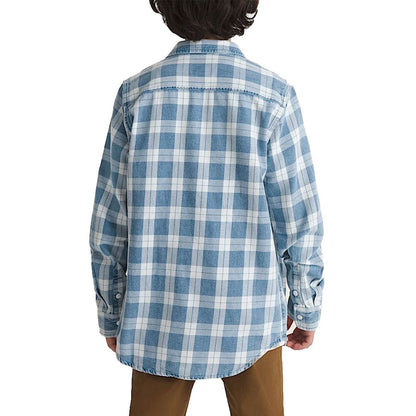 Vans Kids' Lawson Vintage Flannel Long Sleeve Shirt Bleach Indigo
