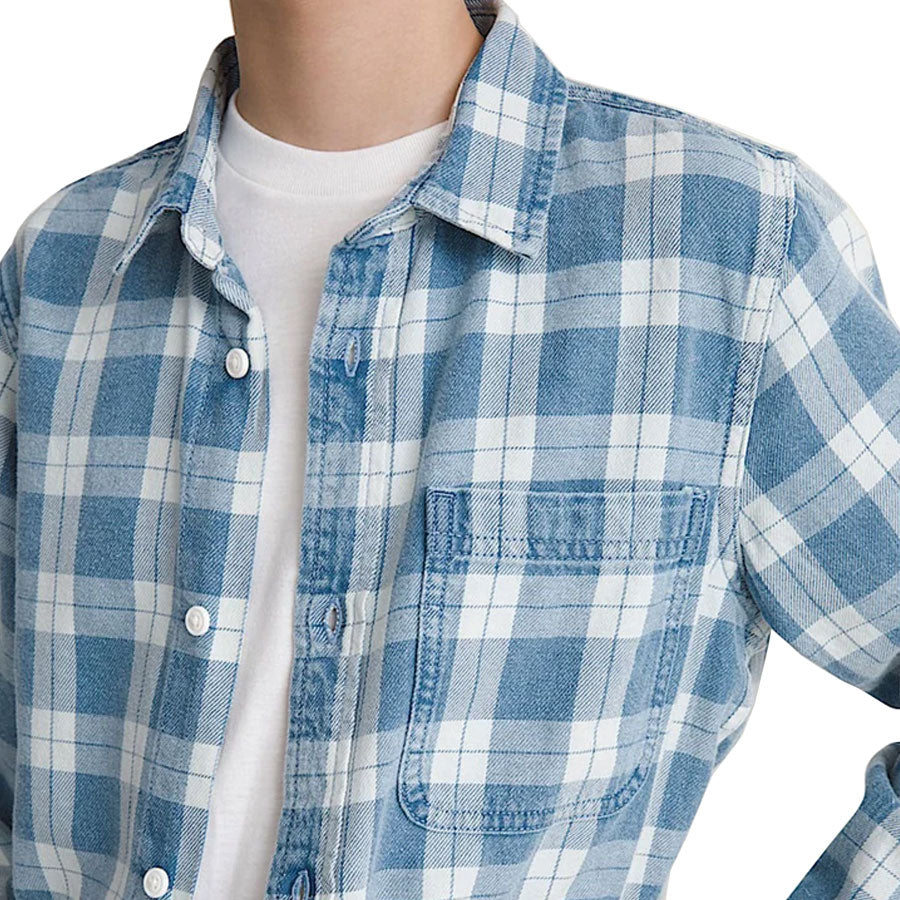 Vans Kids' Lawson Vintage Flannel Long Sleeve Shirt Bleach Indigo