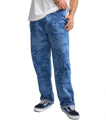 Vans Men's Check-5 Loose Camo Printed Denim Pant Stonewash Blue