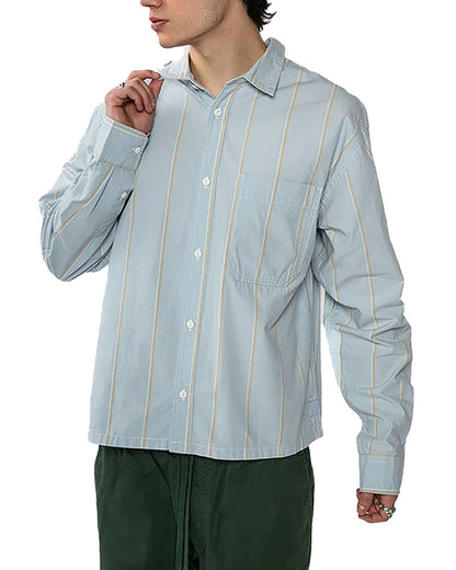 Vans Striped Straight Hem Long Sleeve Oxford Shirt Soft Slate