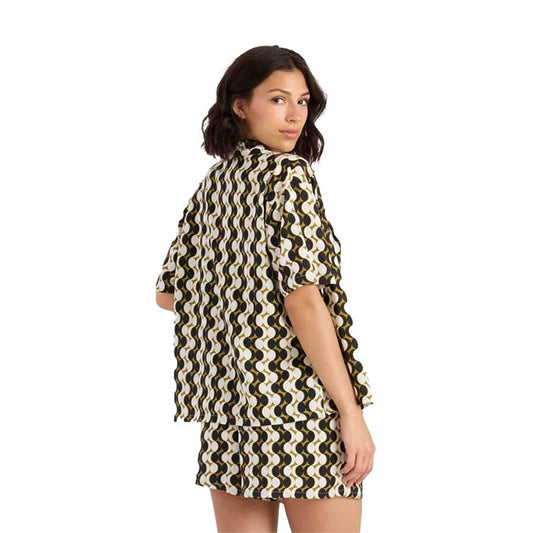 Volcom Women's Midnite Ramble Woven Top Black/Natural