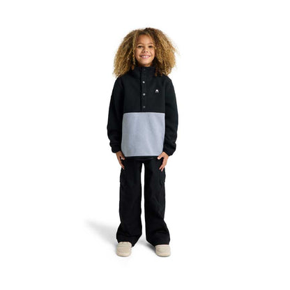 Burton Kids' Cinder Fleece Anorak True Black/Gray Heather 2026