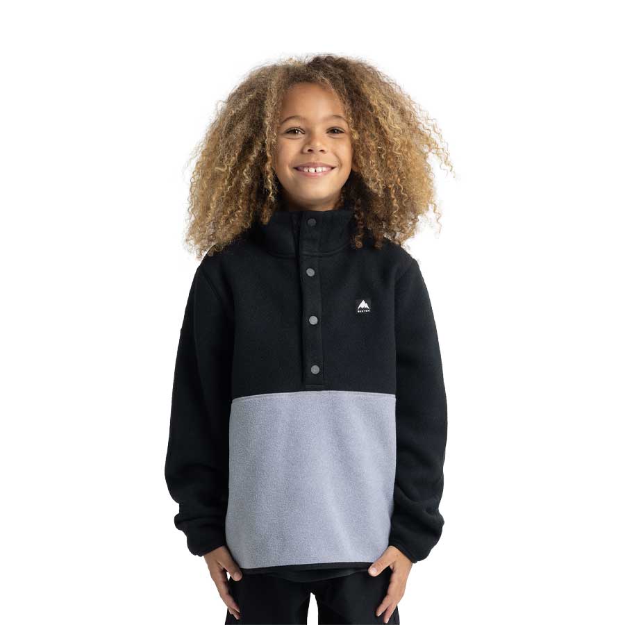 Burton Kids' Cinder Fleece Anorak True Black/Gray Heather 2026