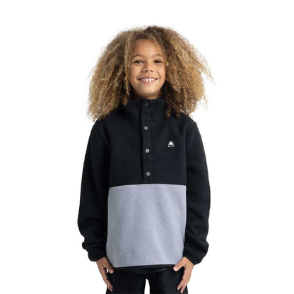 Burton Kids' Cinder Fleece Anorak True Black/Gray Heather 2026