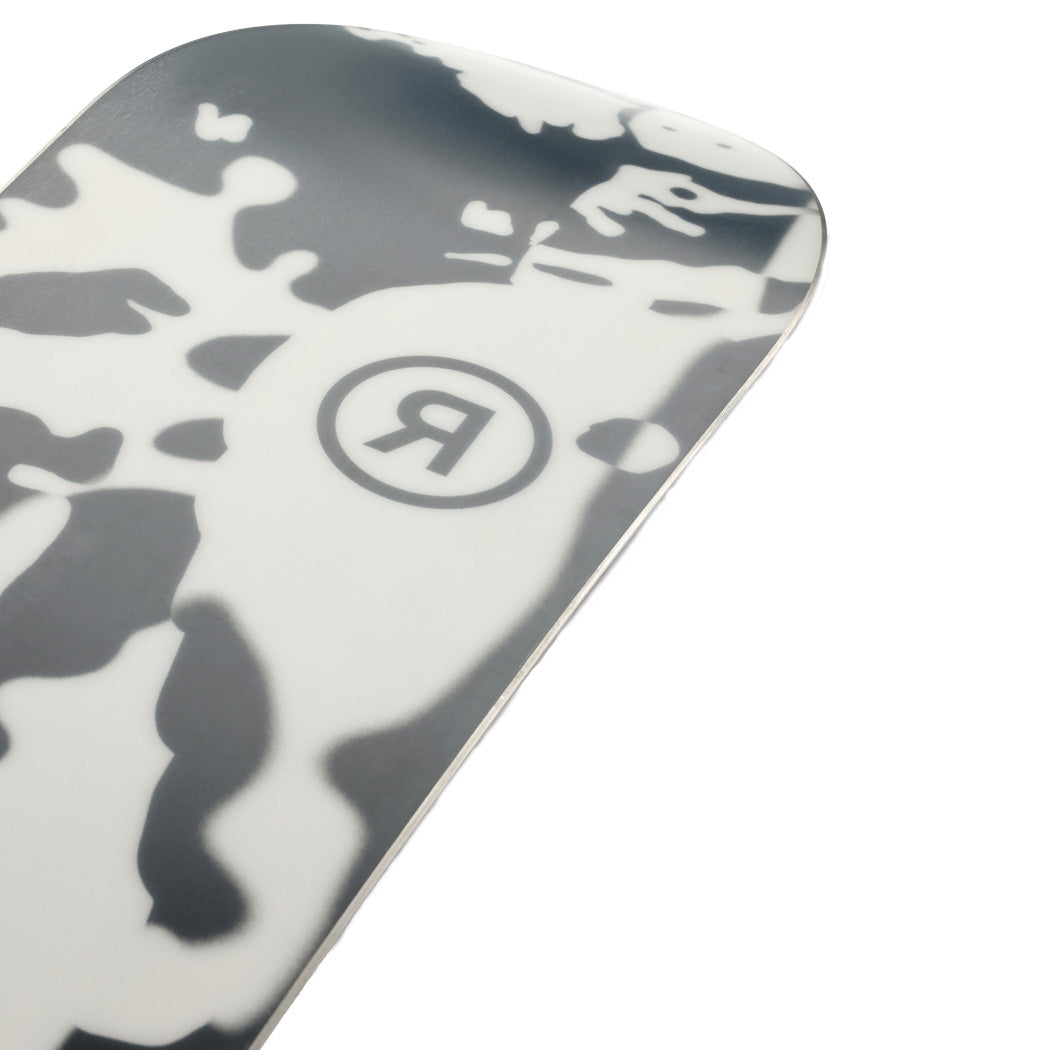 Close up view of the base near the tip on the Ride Compact Snowboard