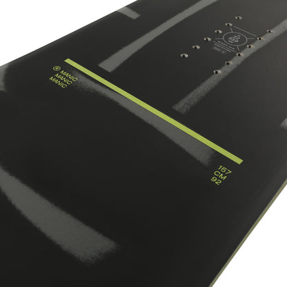 Close up view of the middle/tail section on the Ride Manic Snowboard