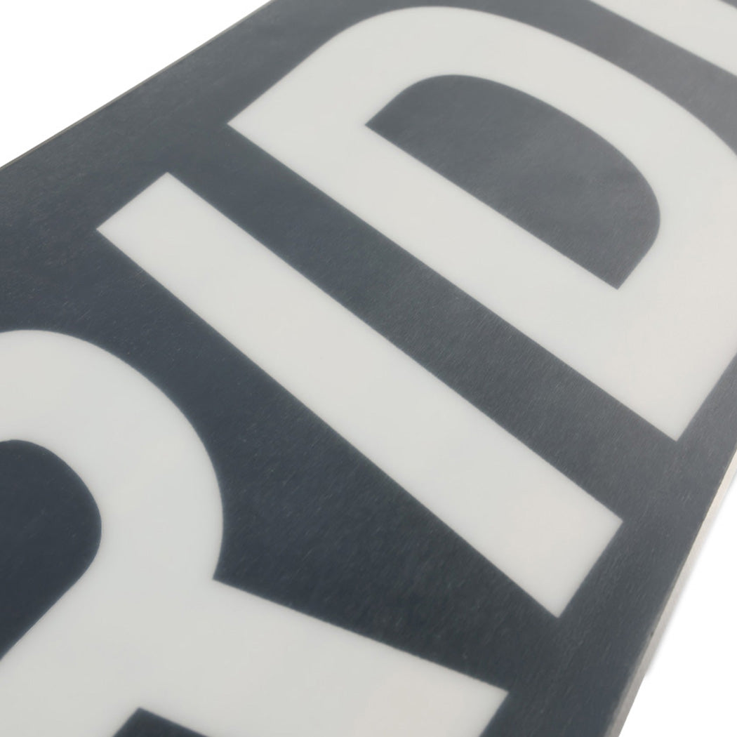 Close up view of the base on the Ride Zero Snowboard