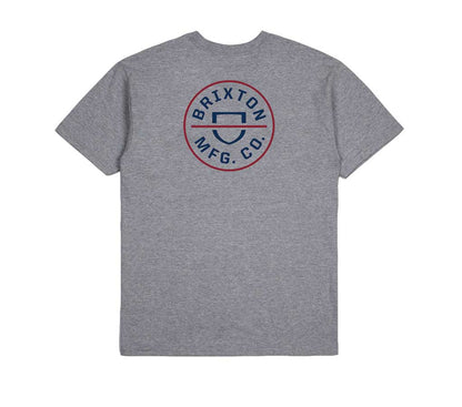 Brixton Crest II T-shirt - Heather Grey/Navy