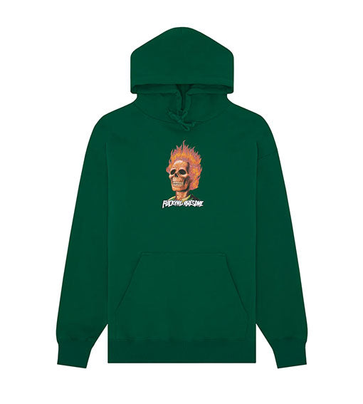 Fucking Awesome Flame Skull Hoodie Dark Green