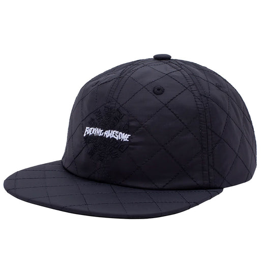 Fucking Awesome Quilted Spiral 6-Panel Strapback Cap Black