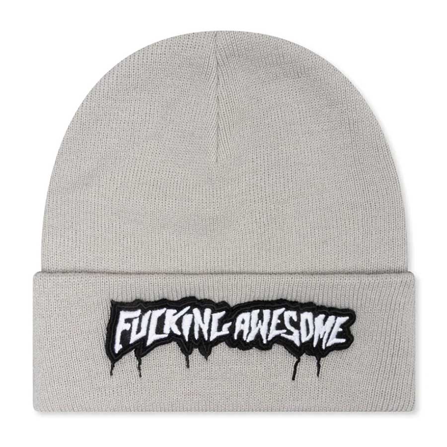 Fucking Awesome Velcro Stamp Cuffed Beanie - Grey