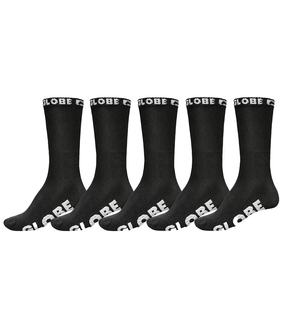 Globe Blackout Crew Sock 5-Pack Black/Black