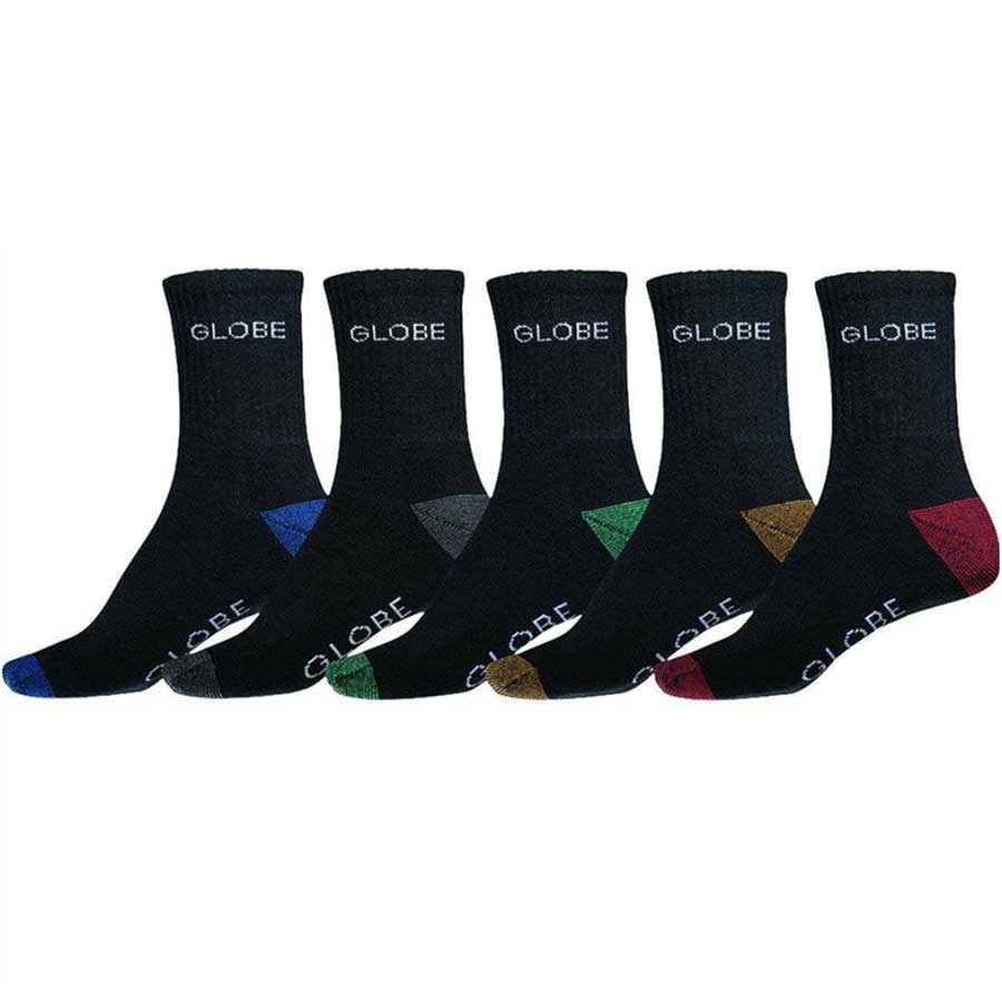 Globe Ingles Crew Sock 5-Pack Black/Assorted