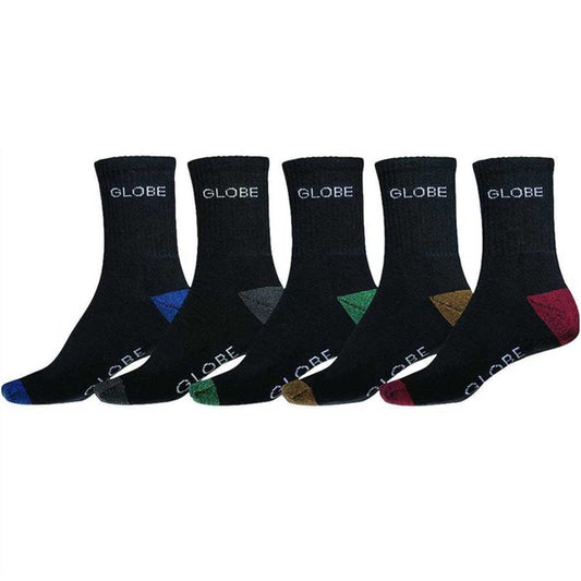 Globe Ingles Crew Sock 5-Pack Black/Assorted
