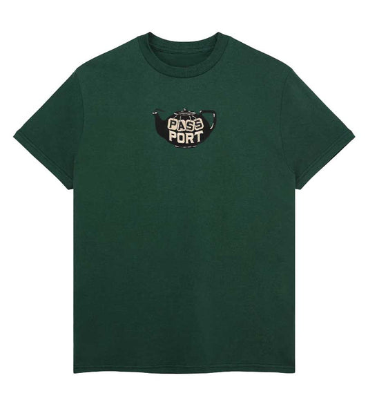 Passport Tea-Pot Embroidery T-Shirt Forest Green