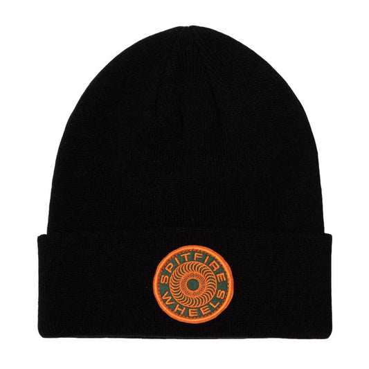 Spitfire 87 Classic Swirl Patch Cuffed Beanie - Black/Olive/Orange
