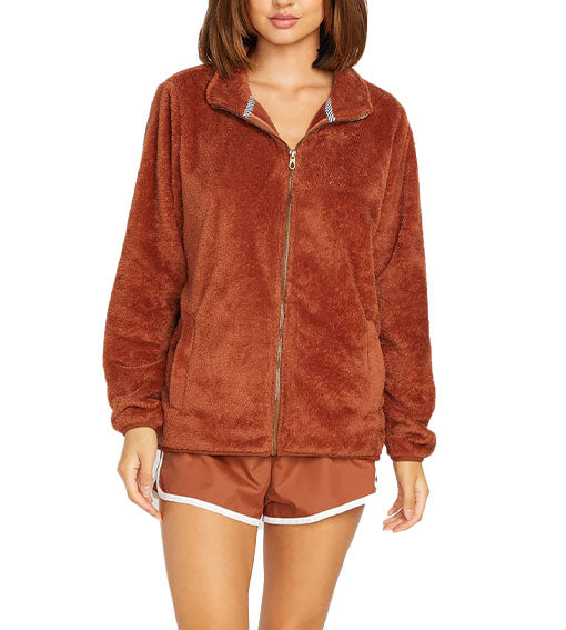 Volcom Women's Pheelin Phuzzy Zip Dark Coral