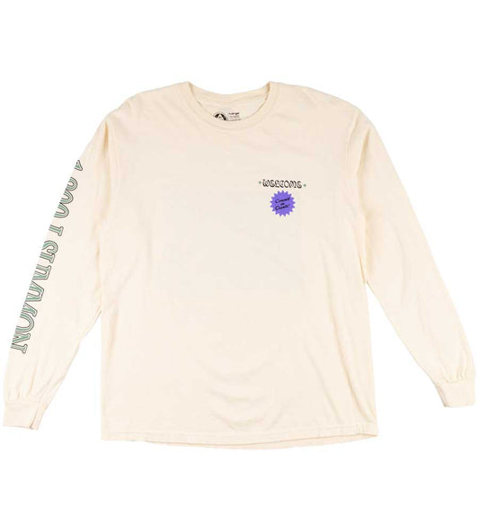 Welcome Hotline 2 Long Sleeve Garment Dyed T-shirt - Bone